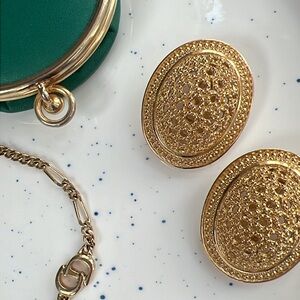 Dior Gold Plated Dome Earrings